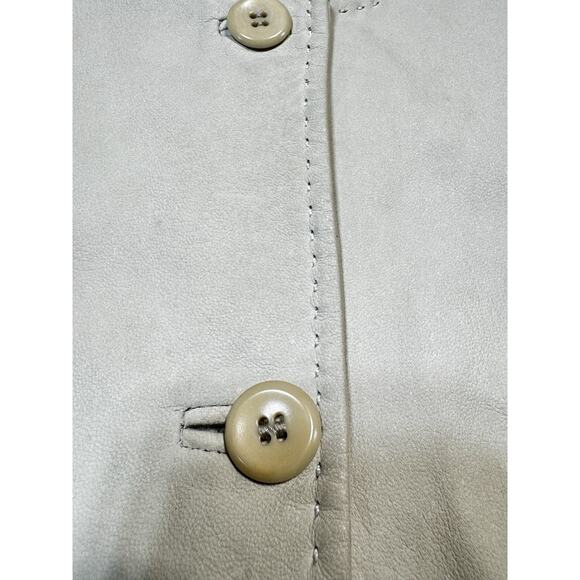 Max Mara Studio Beige Leather Jacket Quiet Luxury Minimalist Sz 10 Made In Italy - Picture 7 of 10